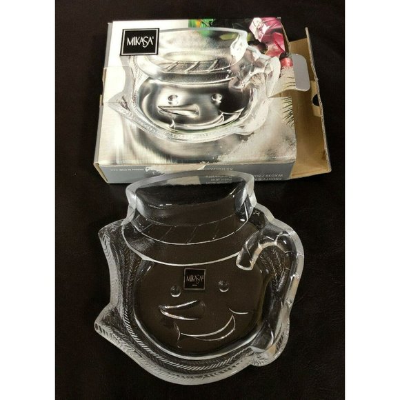 Mikasa Frosty's Magic Snowman Glass Sweet Dish Christmas Holidays in box NIB - Picture 3 of 4